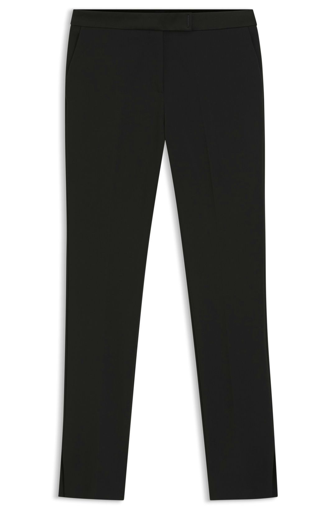 Slim fit strečové kalhoty s bočními rozparky - Black