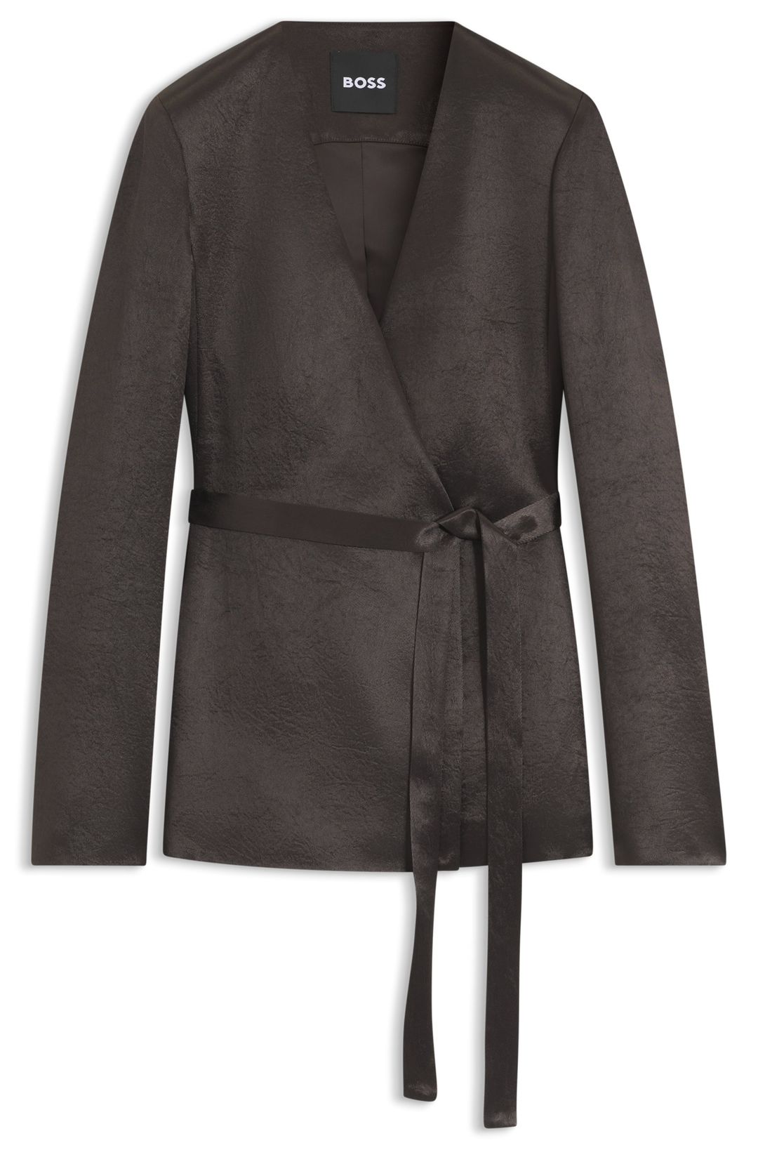 Úzký blazer z lesklého kepru - Dark Brown