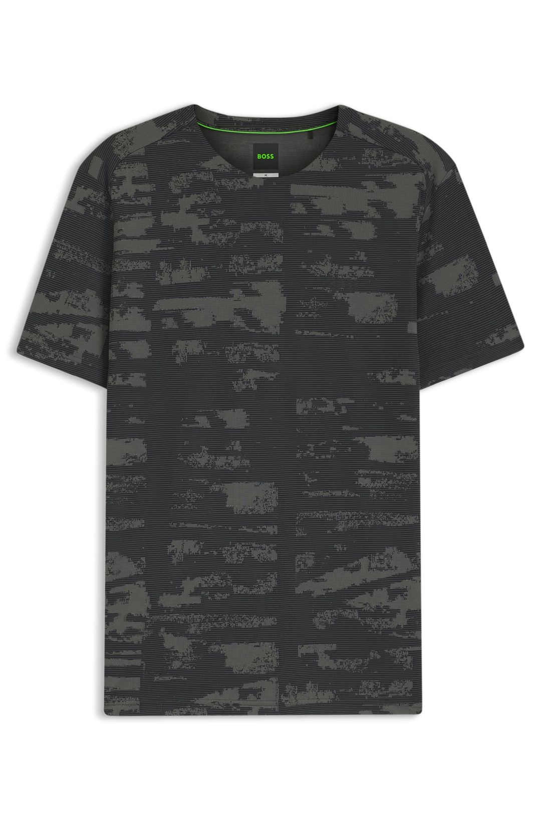 Aktivní tričko slim fit střihu s žakárovým vzorem - Black