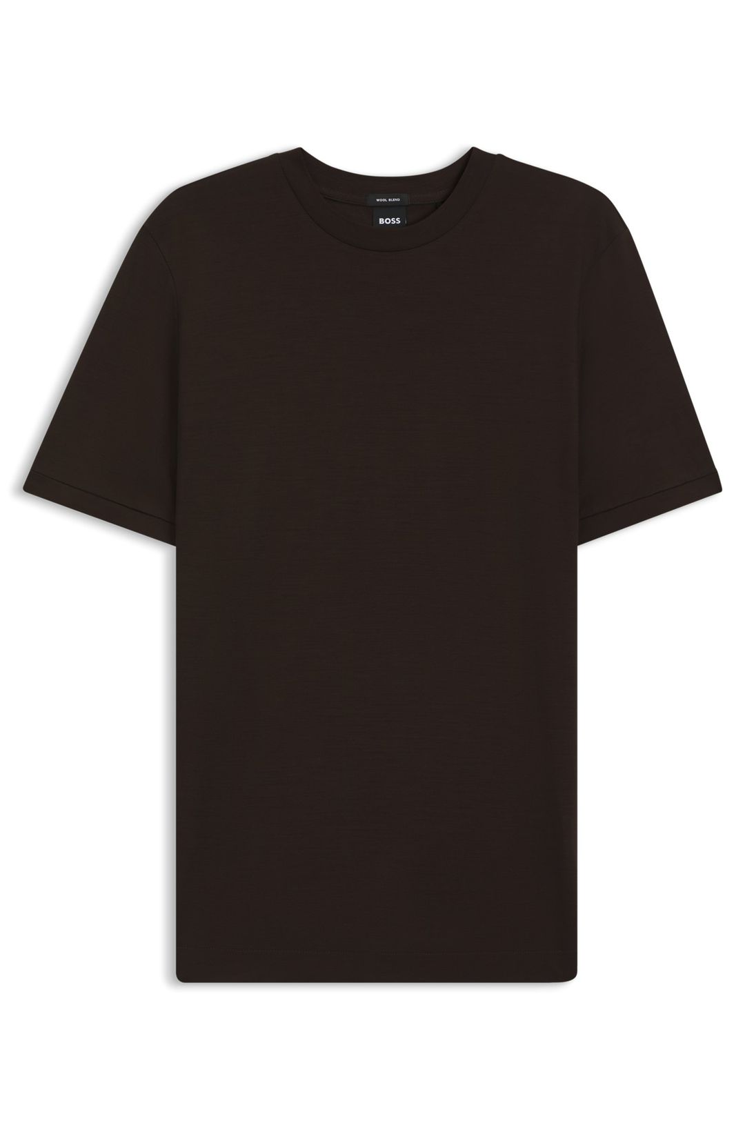 Tričko regular střihu ze směsi vlny - Dark Brown