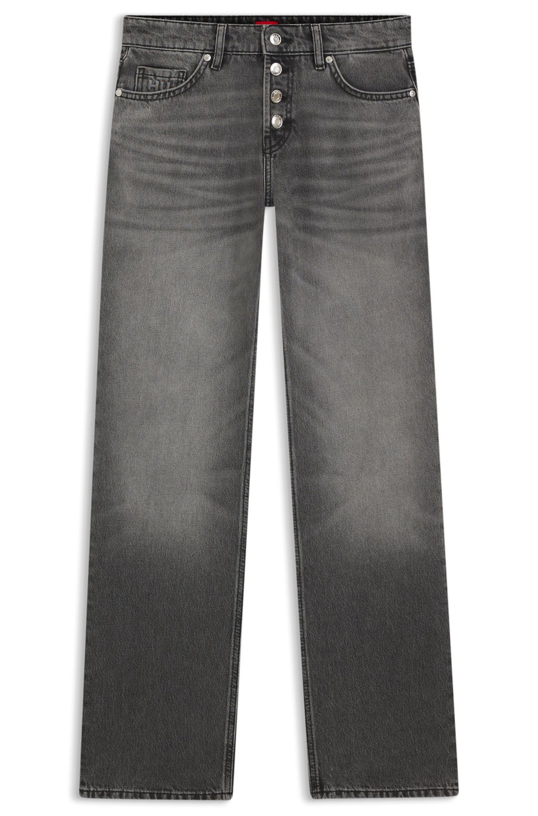 Džíny rovného střihu z šedého denimu s knoflíky