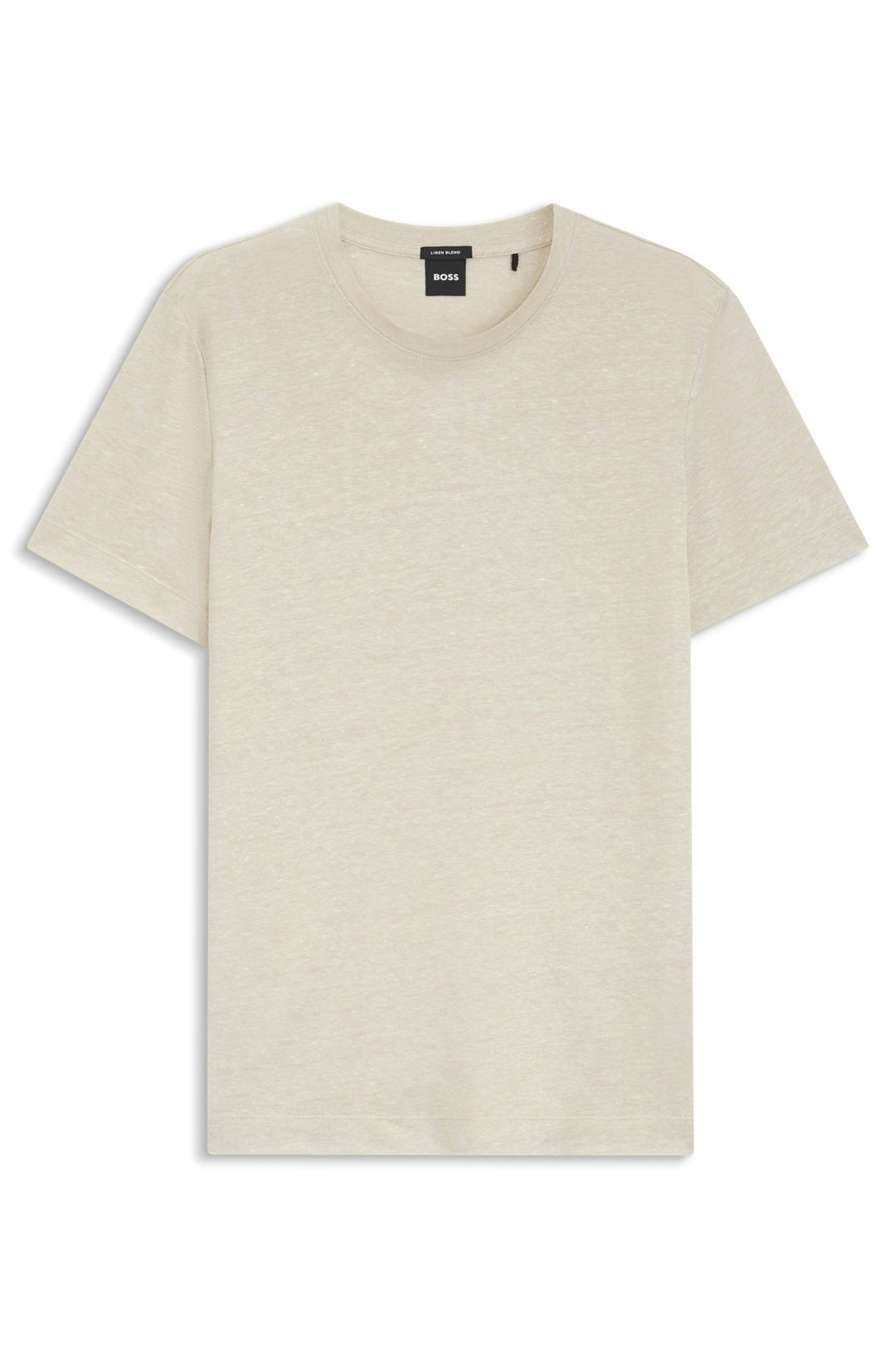 Tričko regular střihu z bavlny a lnu - Open Beige