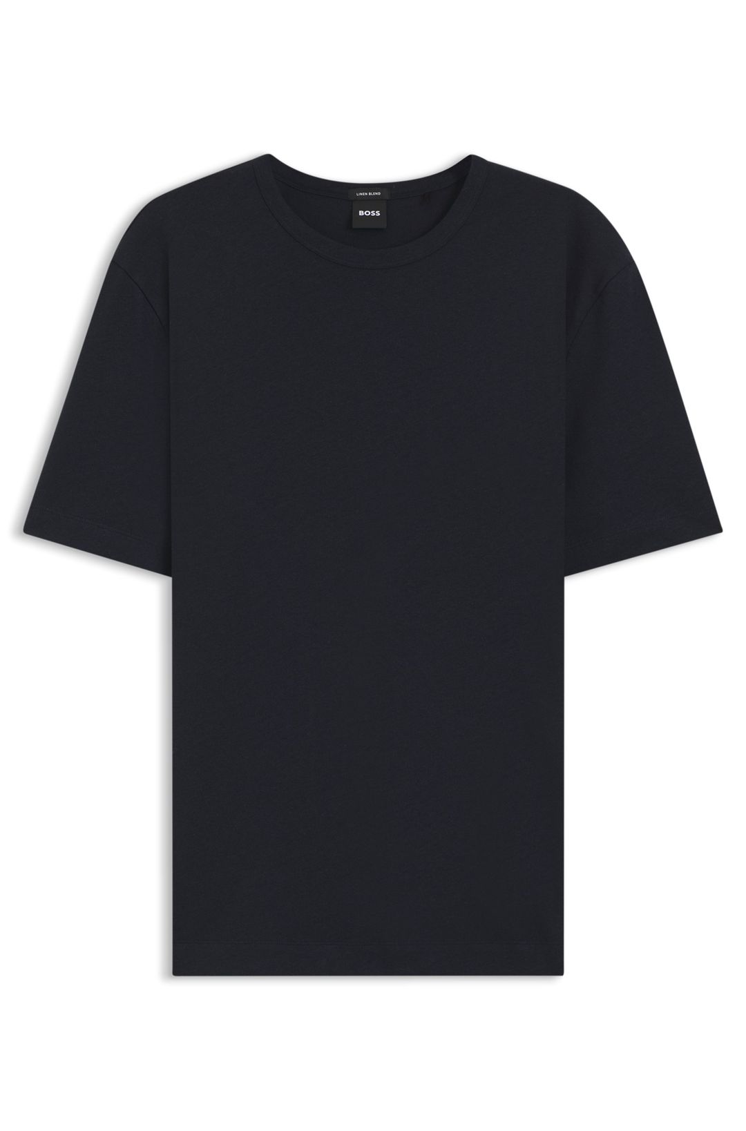 Tričko regular střihu z bavlny a lnu - Dark Blue