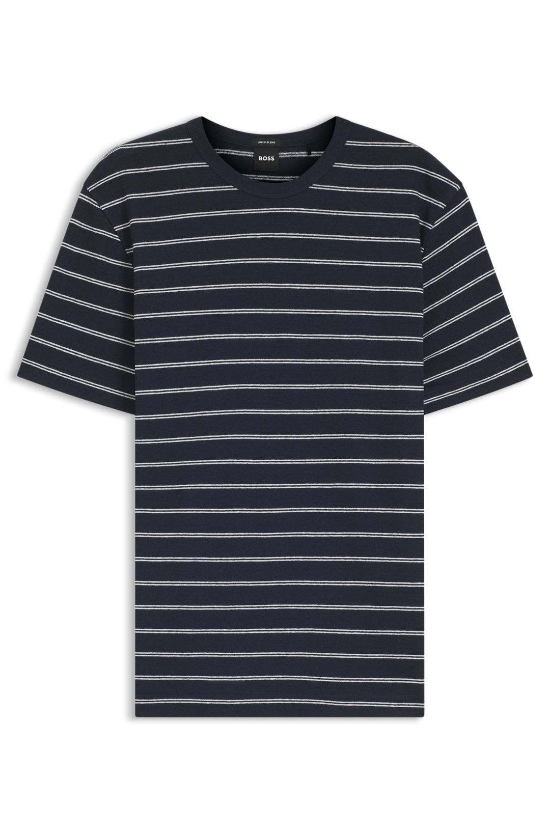 Tričko regular střihu z bavlny a lnu - Dark Blue