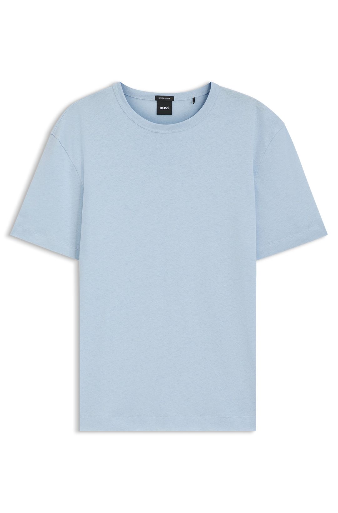 Tričko regular střihu z bavlny a lnu - Light/Pastel Blue