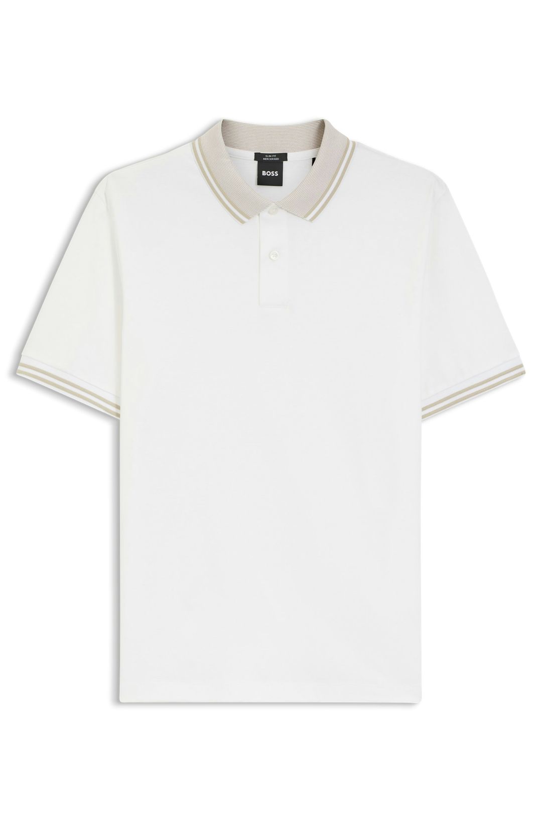 Polotričko slim fit z mercerizované bavlny s pruhovanými lemy