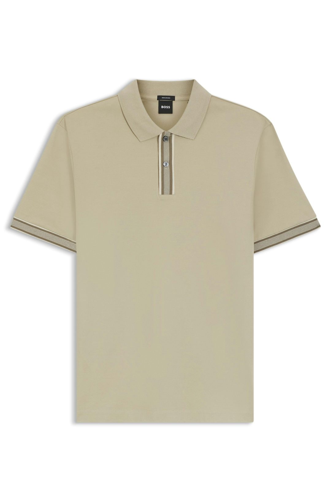 Polotričko z mercerizované bavlny s pruhovanými lemováním - Open Beige