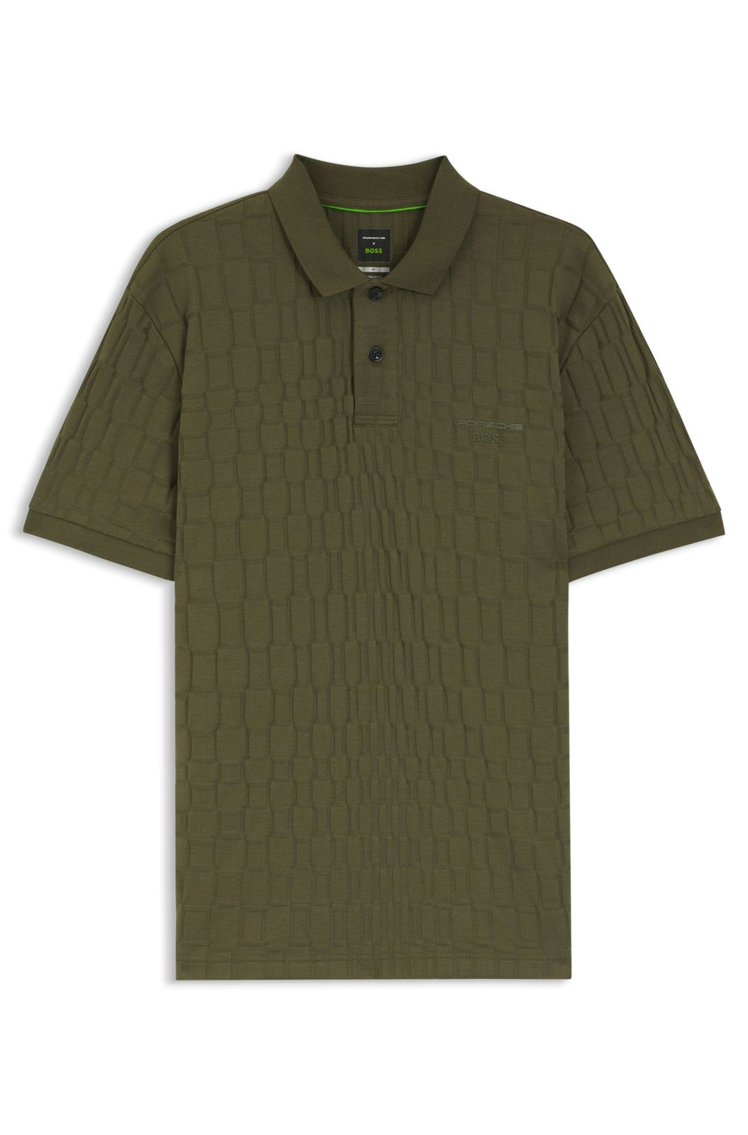 Polotričko Porsche x BOSS z bavlny s žakárovým vzorem - Open Green