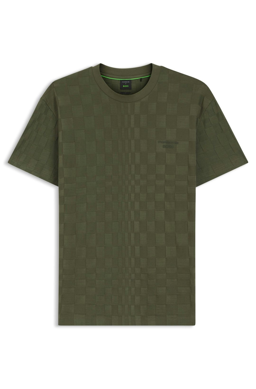 Tričko Porsche x BOSS volného střihu z bavlněného žakáru - Open Green