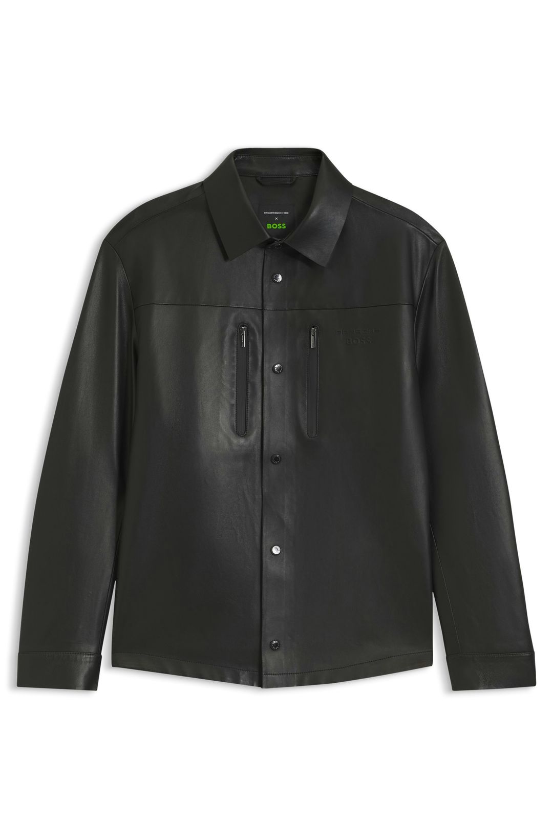 Košile Porsche x BOSS regular fit z kůže nappa - Black