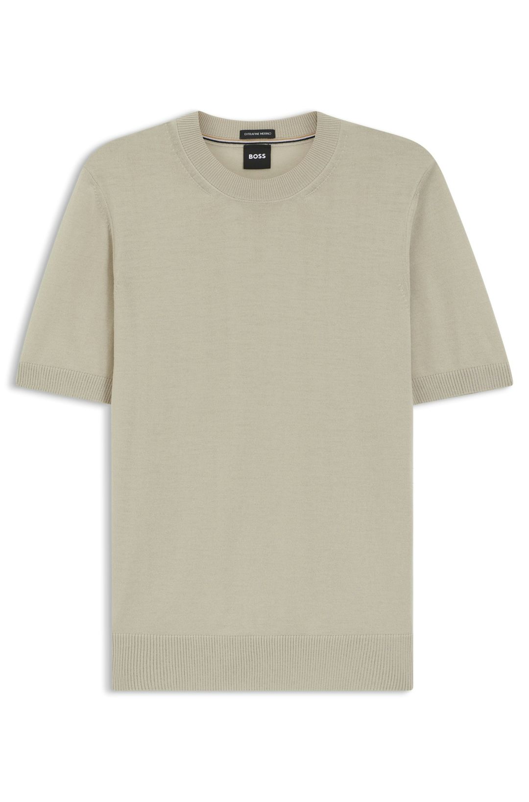 Svetr s krátkým rukávem z merino vlny - Open Beige