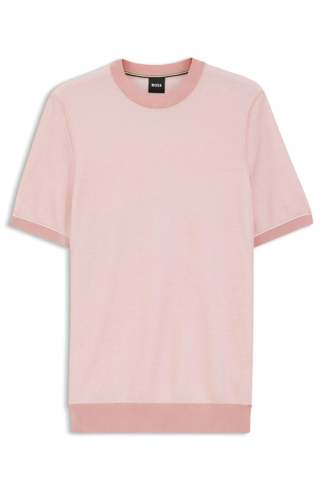 Svetr z bavlněné směsi s vodorovným pruhem - Light/Pastel Pink