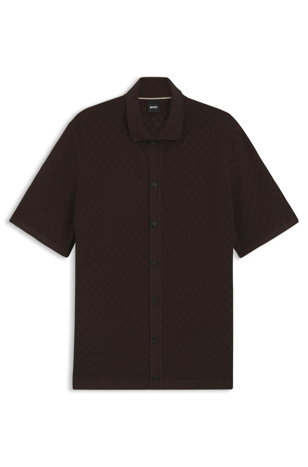 Košile regular střihu z pletené bavlny - Dark Brown