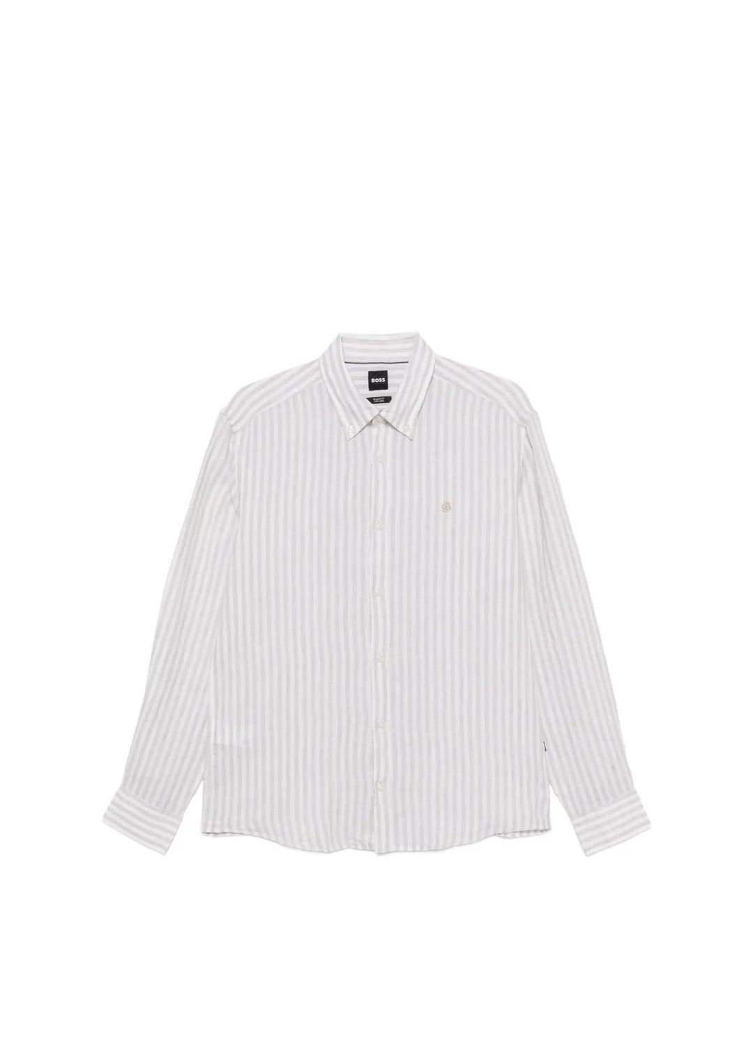 Košile regular střihu z pruhovaného lnu - Open Beige