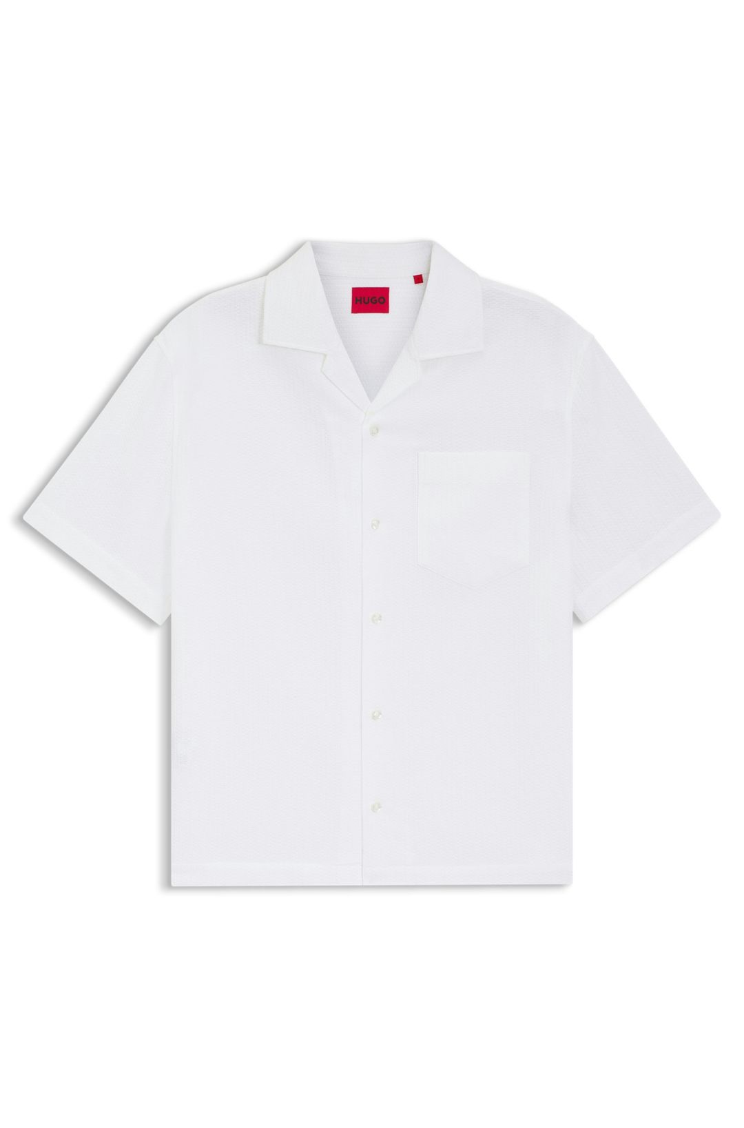 Košile oversized fit ze strukturované bavlny - Open White