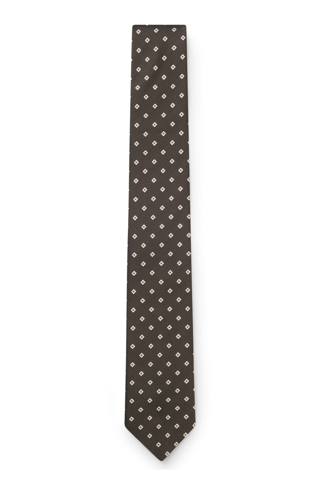 Kravata z hedvábné směsi s žakárovým vzorem - Dark Brown