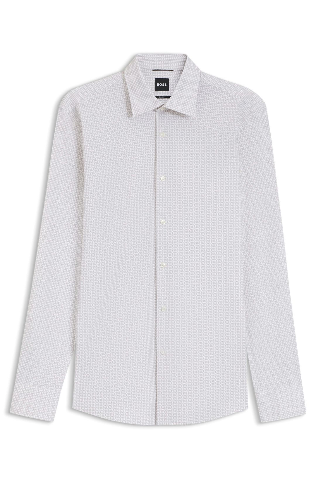 Košile slim fit z potištěného strečového žerzeje - Open Beige