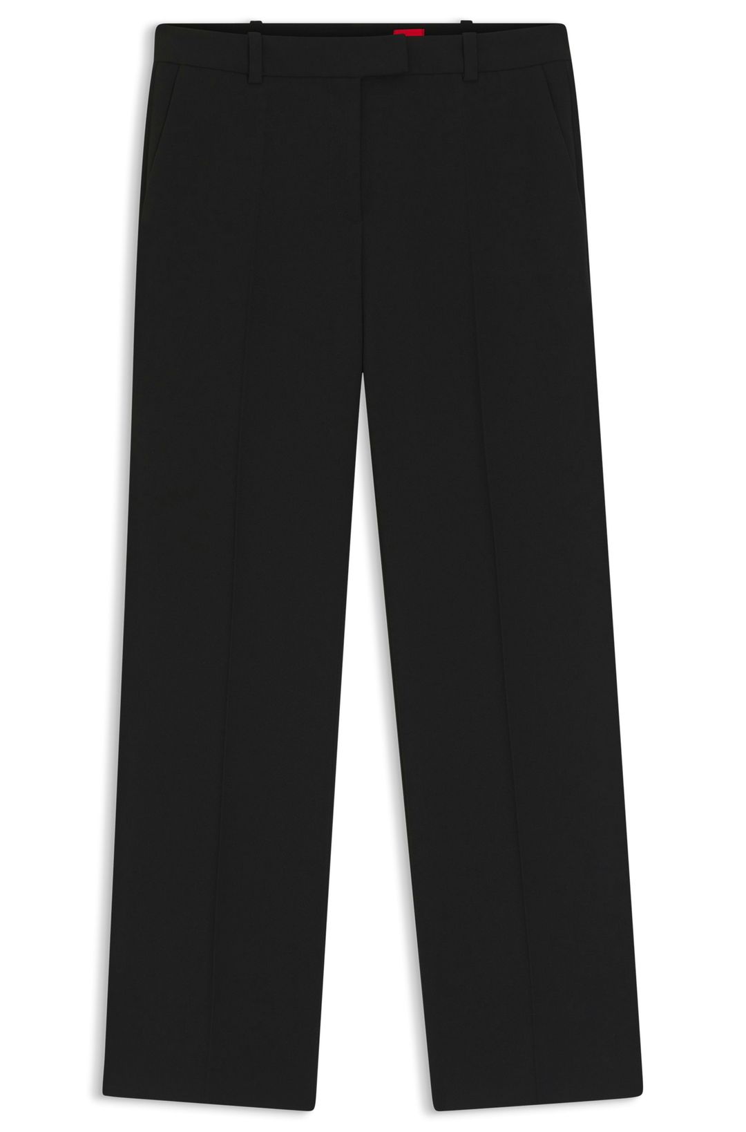 Kalhoty slim fit z krepové tkaniny s detailem D-kroužků - Black