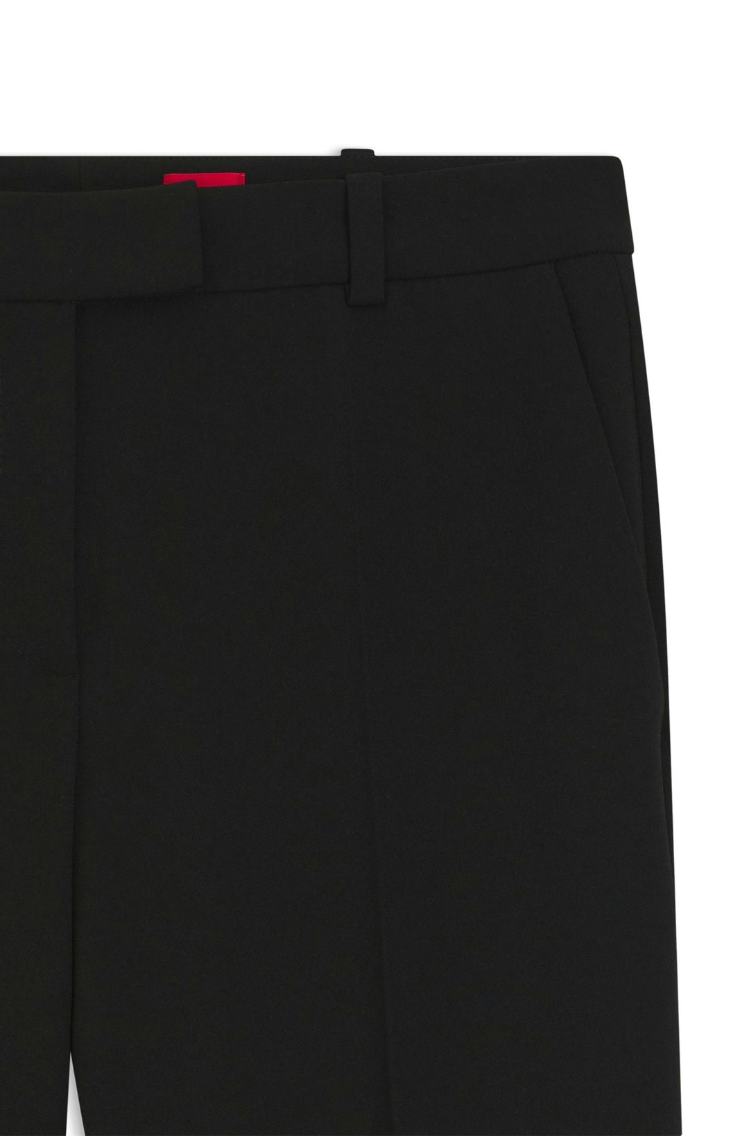 Kalhoty slim fit z krepové tkaniny s detailem D-kroužků - Black