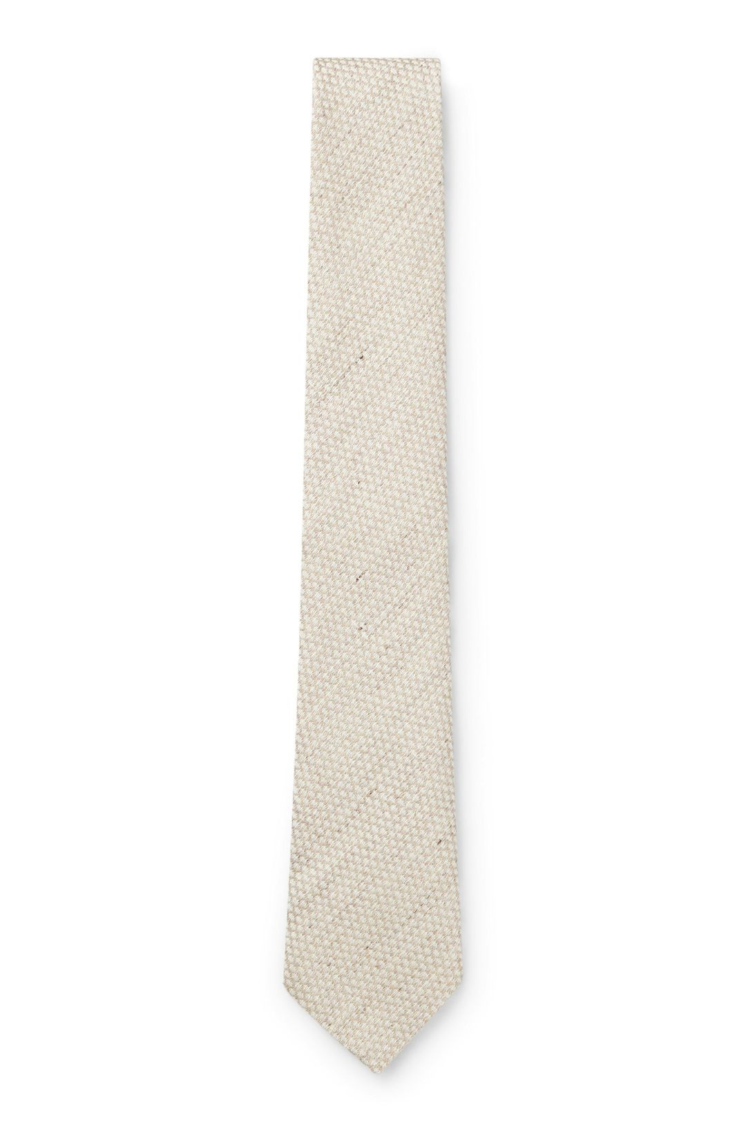 Vzorovaná kravata ze lnu a hedvábí - Open Beige