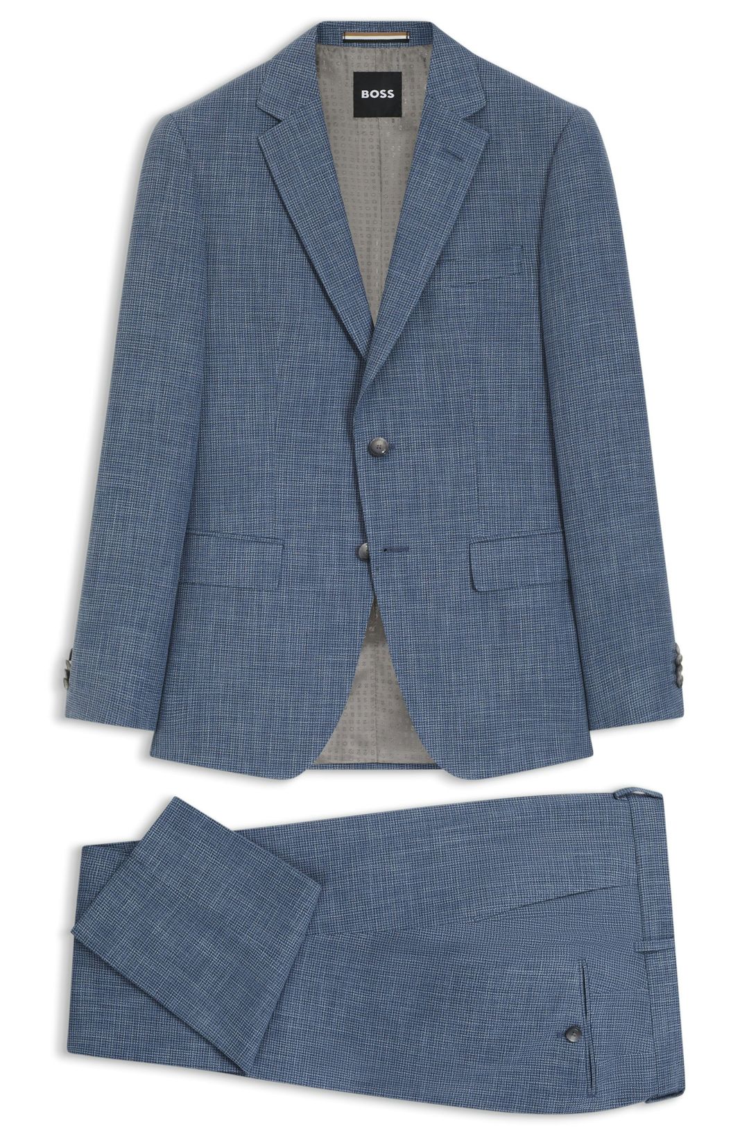 Dvoudílný slim fit oblek ze směsi bavlny a panenské vlny - Open Blue