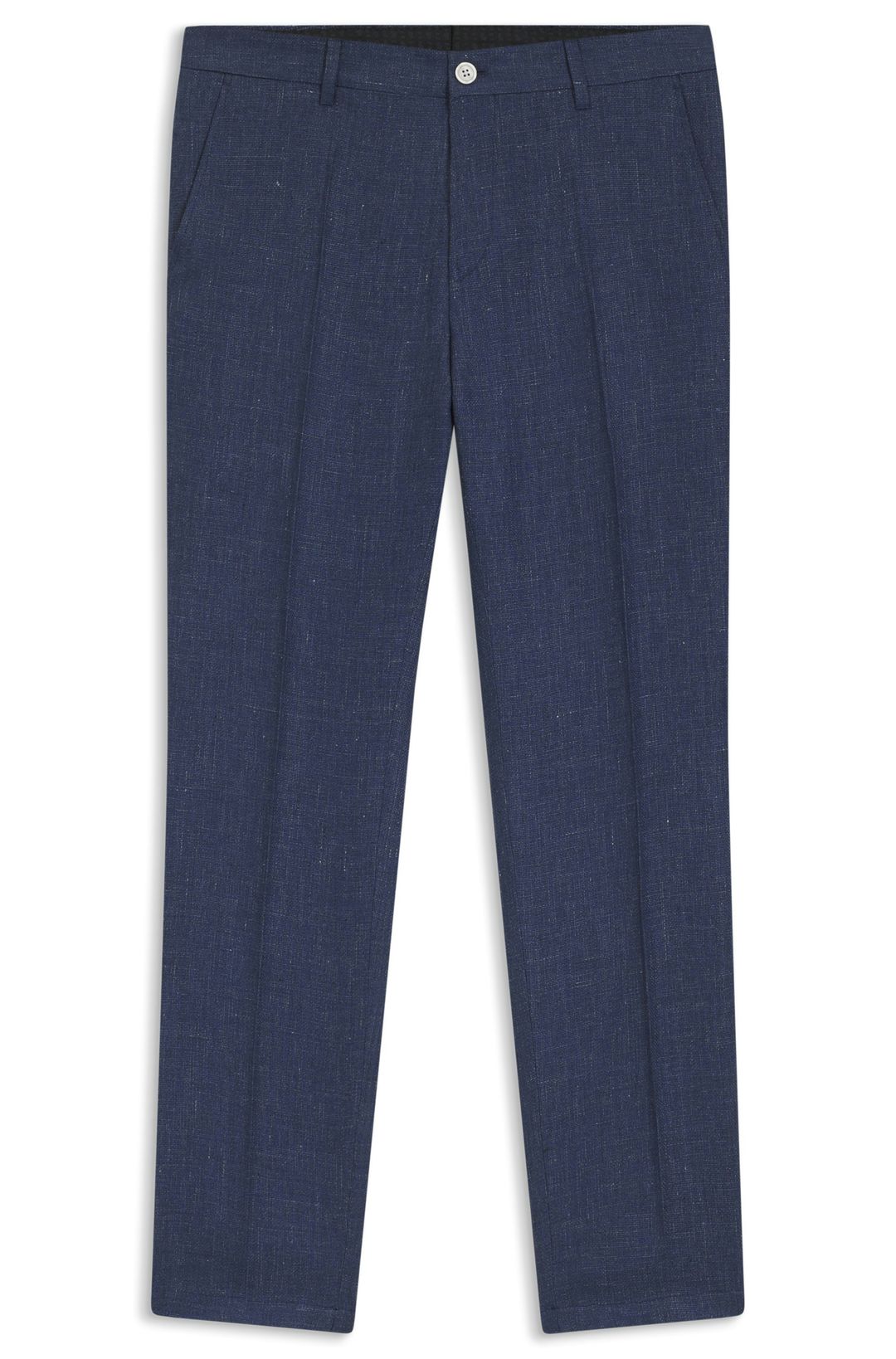 Kalhoty slim fit z lněné směsi - Open Blue