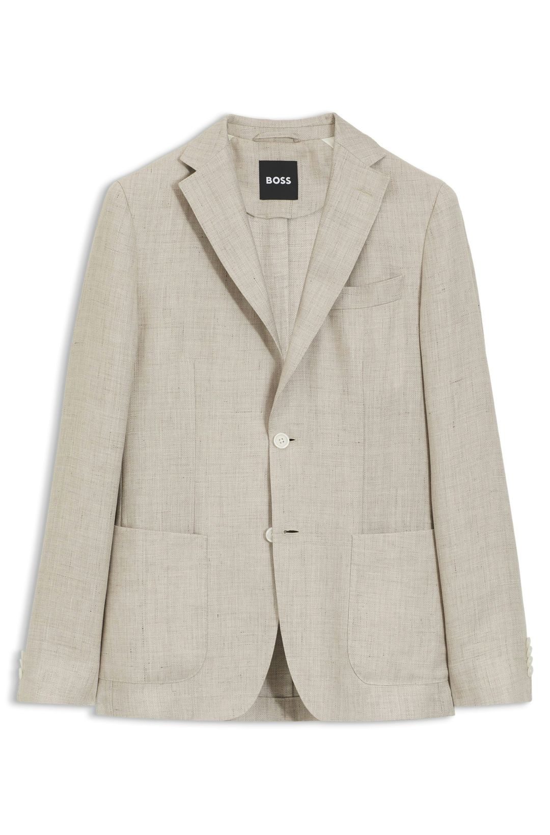 Slim fit sako z lněné směsi s mikrovzorem