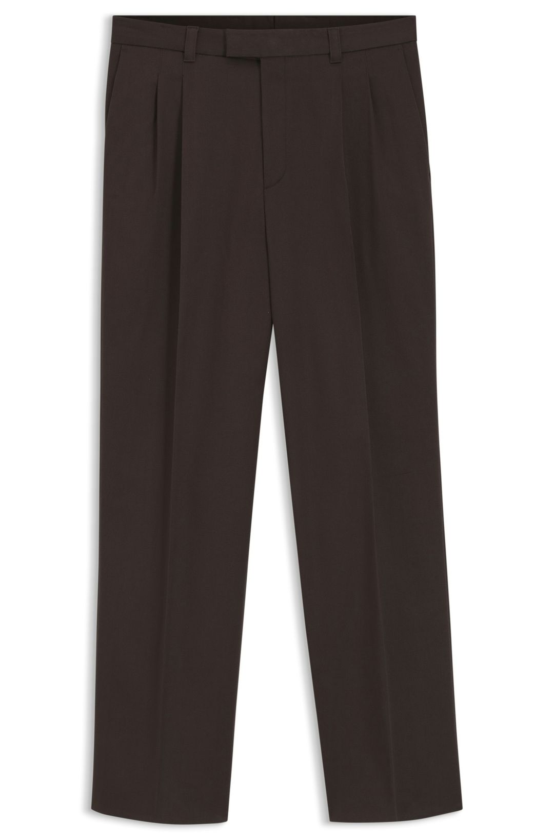 Kalhoty oversized fit z strečové bavlny s dvojitým skladem - Dark Brown