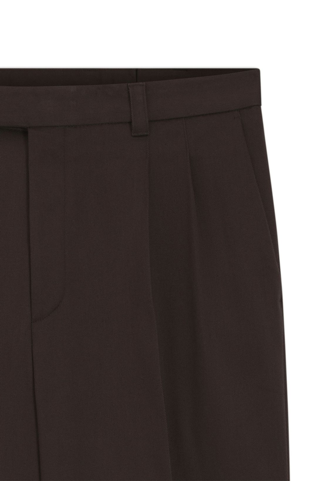 Kalhoty oversized fit z strečové bavlny s dvojitým skladem - Dark Brown