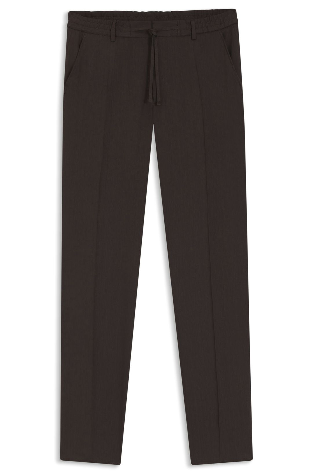 Kalhoty zúženého střihu z pratelného technického lnu - Dark Brown