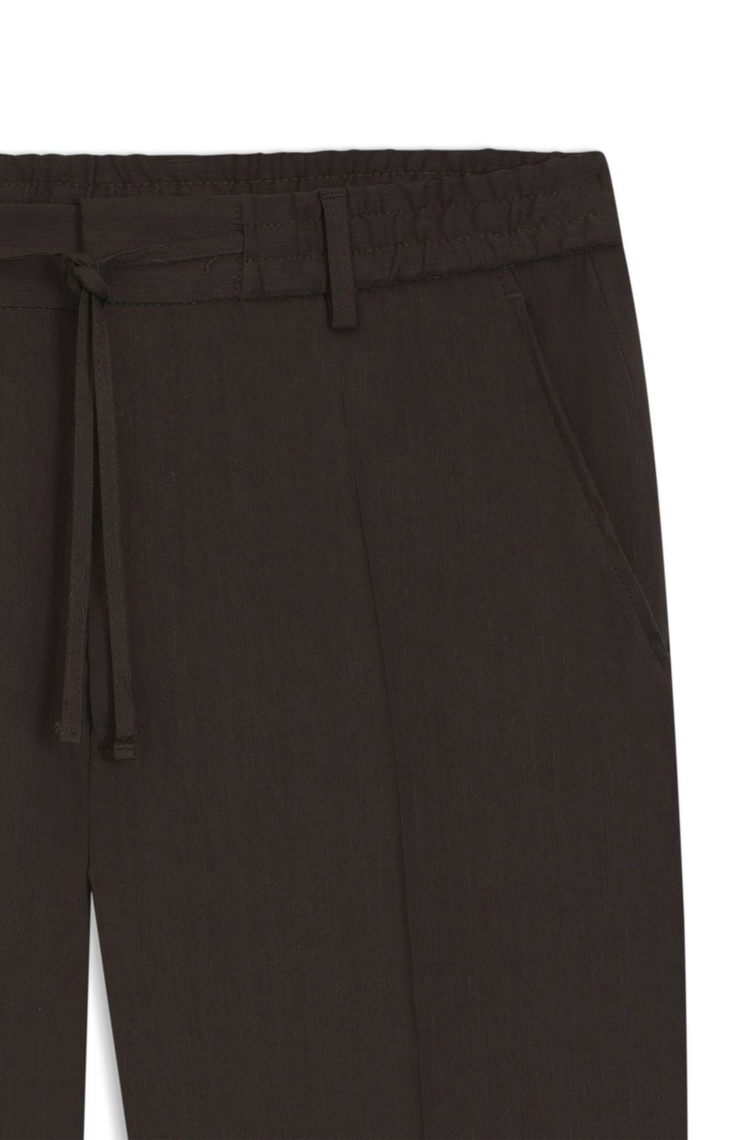 Kalhoty zúženého střihu z pratelného technického lnu - Dark Brown