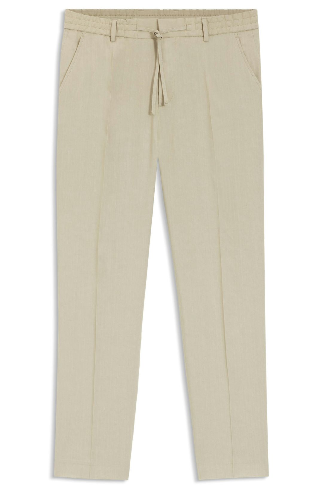 Kalhoty zúženého střihu z pratelného technického lnu - Open Beige