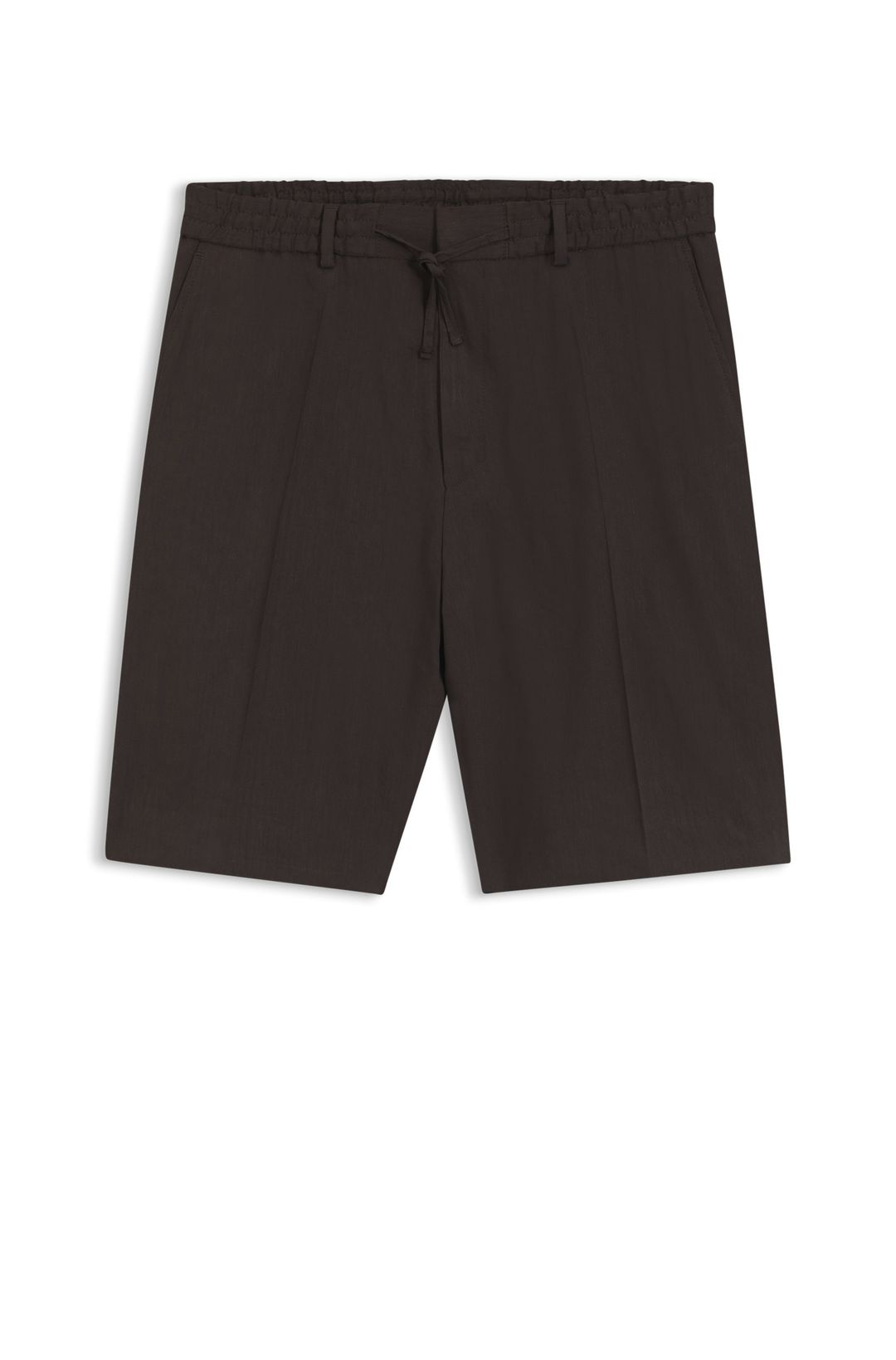 Šortky volného střihu z pratelného technického lnu - Dark Brown