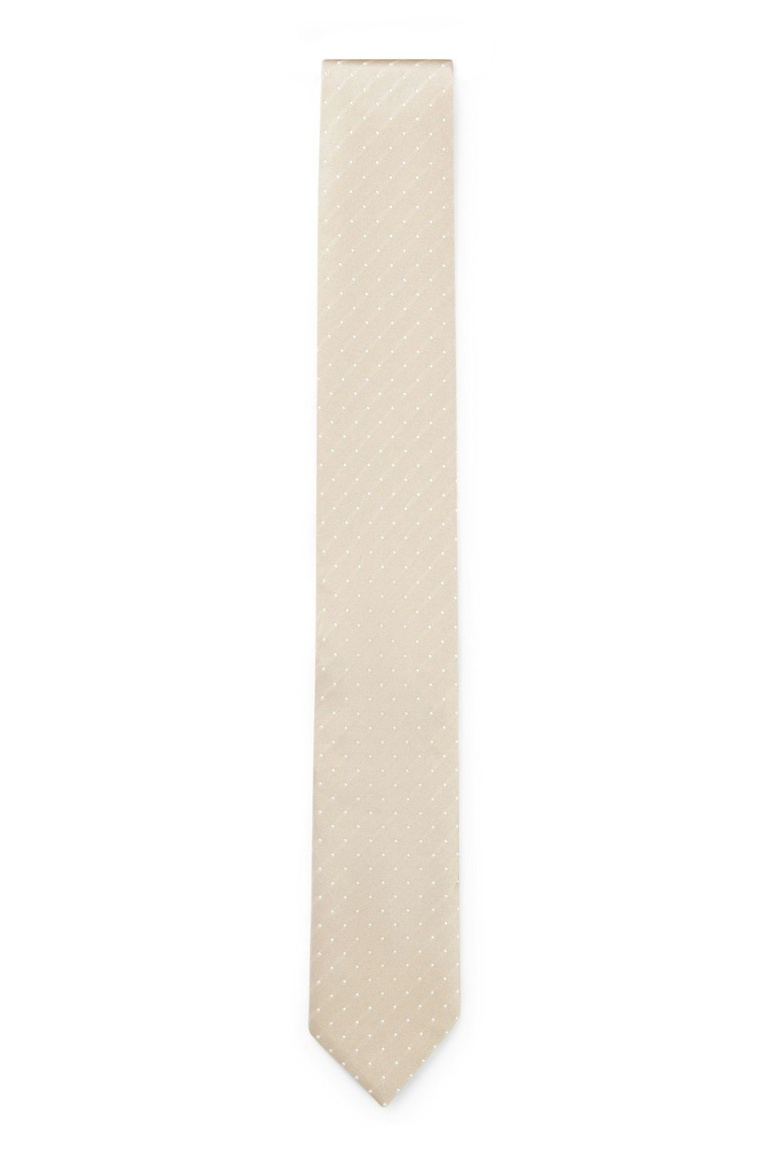 Hedvábná kravata s žakárovým vzorem - Open Beige