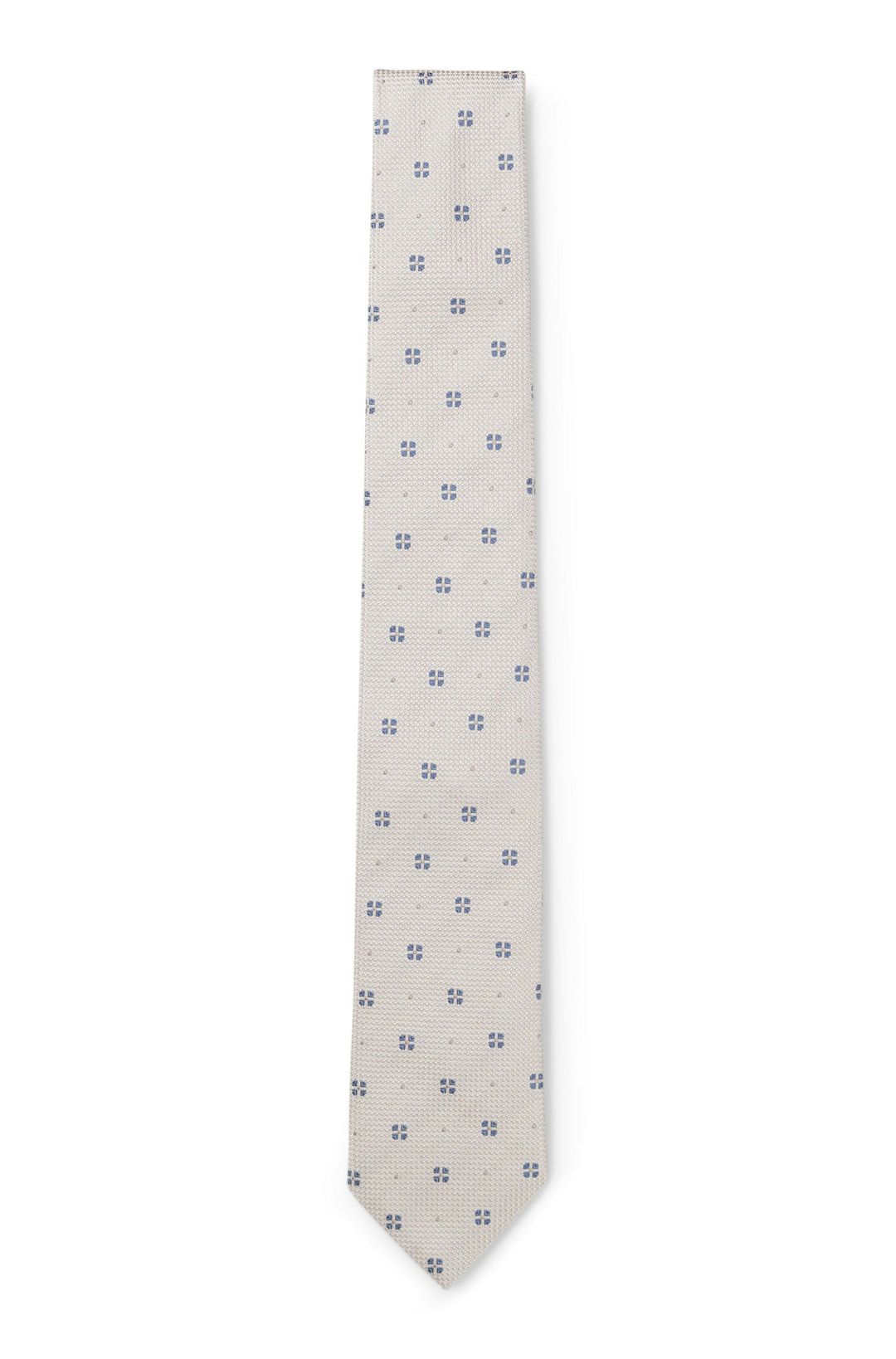 Hedvábná kravata s žakárovým vzorem - Open Beige