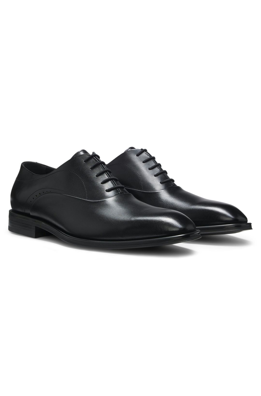 Kožené oxfordské boty s perforovanými detaily - Black
