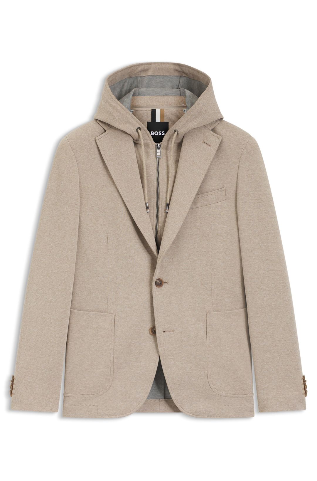 Úzký blazer s integrovanou kapucí - Dark Beige