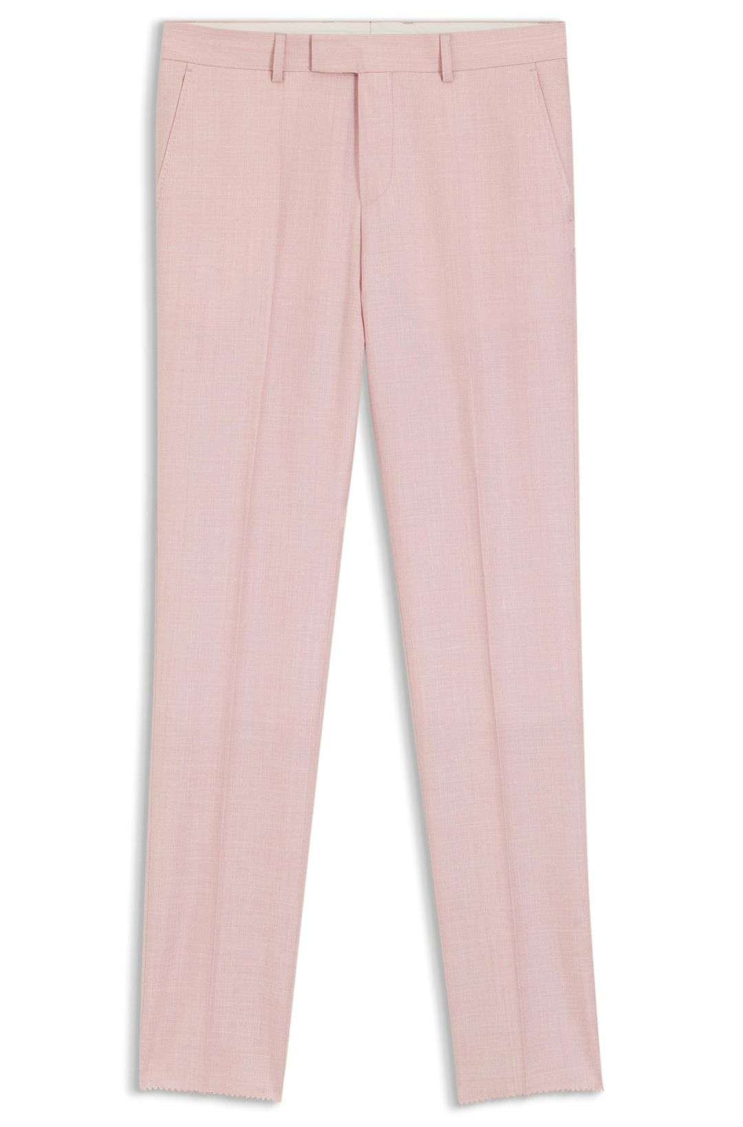 Úzké kostýmové kalhoty z vlny, hedvábí a lnu - Light/Pastel Pink