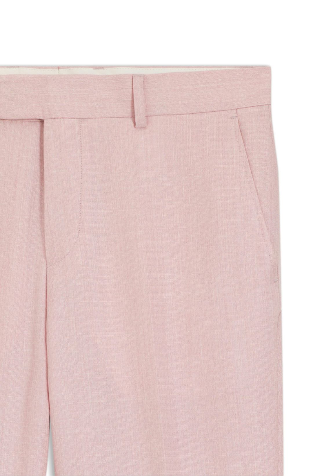 Úzké kostýmové kalhoty z vlny, hedvábí a lnu - Light/Pastel Pink