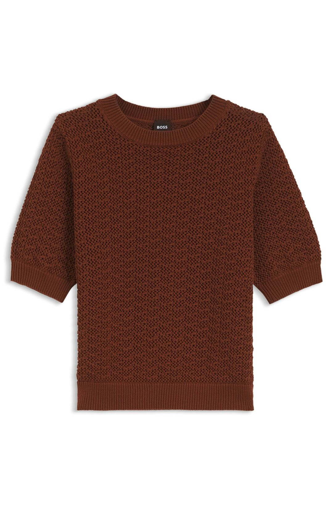 Bavlněný svetr s mikrokrajkovou strukturou - Rust/Copper