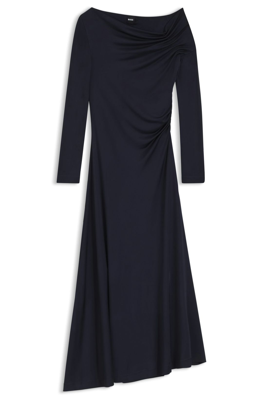 Šaty s dlouhým rukávem a asymetrickým výstřihem - Dark Blue