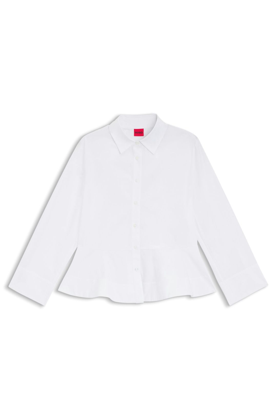 Bavlněná halenka slim fit střihu s peplum lemem - White