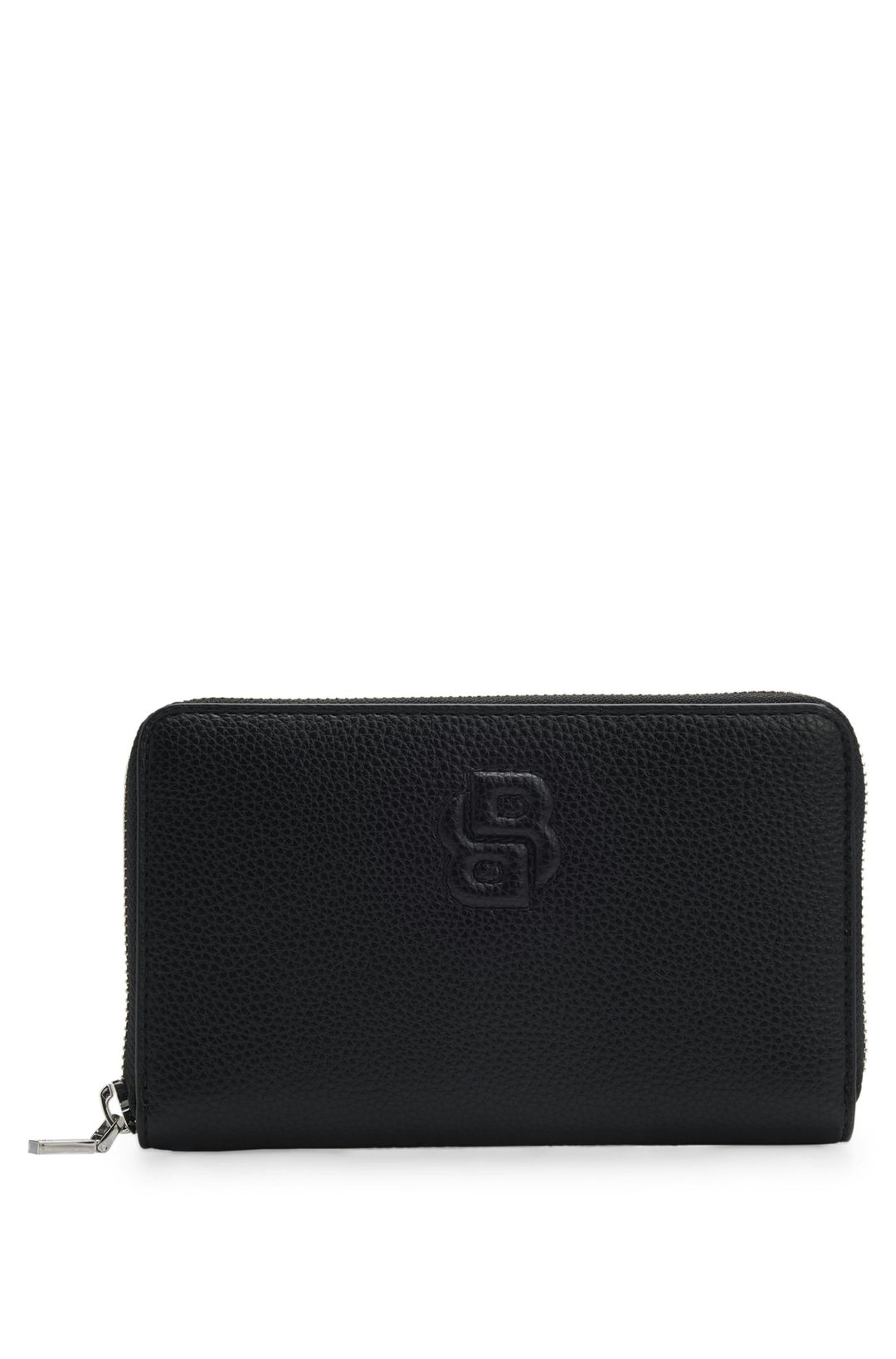 Peněženka se zrnitým zipem a monogramem Double B - Black