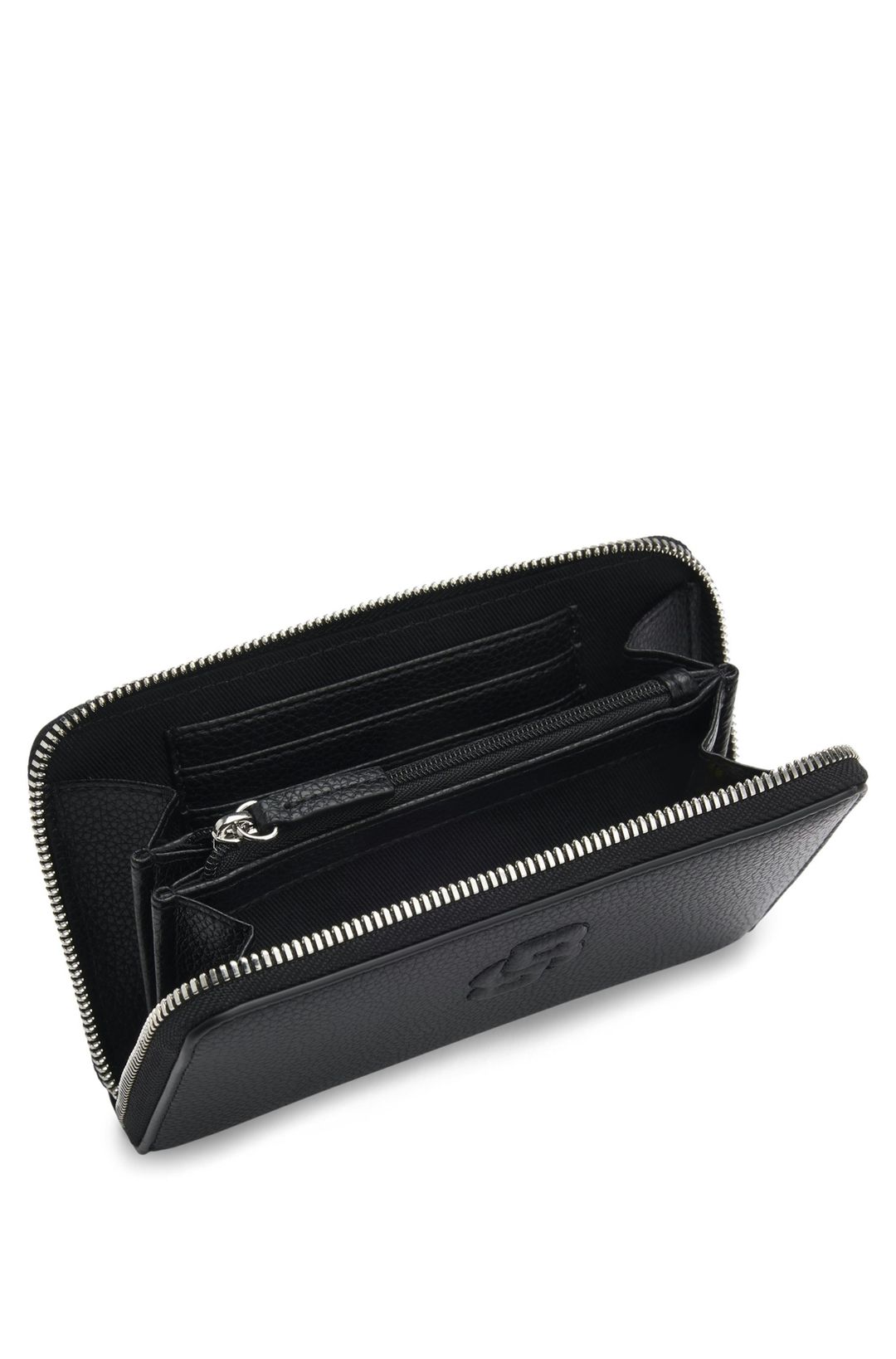 Peněženka se zrnitým zipem a monogramem Double B - Black