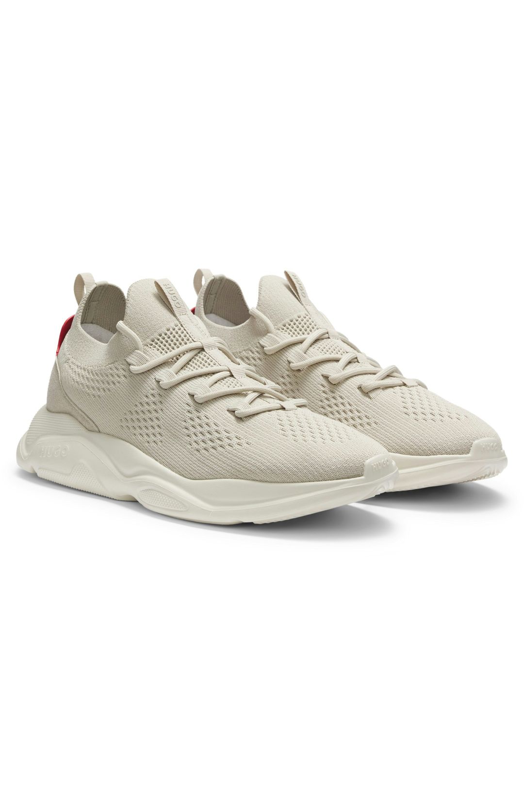 Pletené tenisky s podrážkou z EVA s reliéfním logem - Light Beige