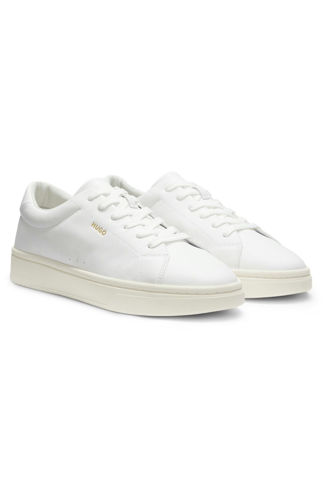 Tenisky z kůže Nappa se zlatým logem - White