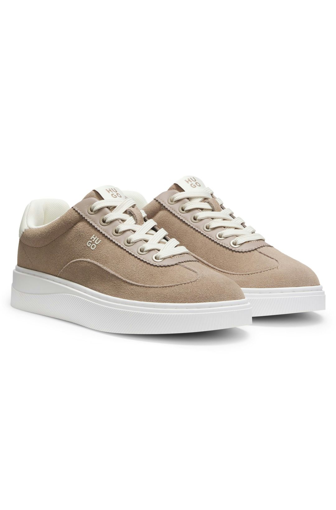 Semišové tenisky s vrstvenými logy - Light/Pastel Brown