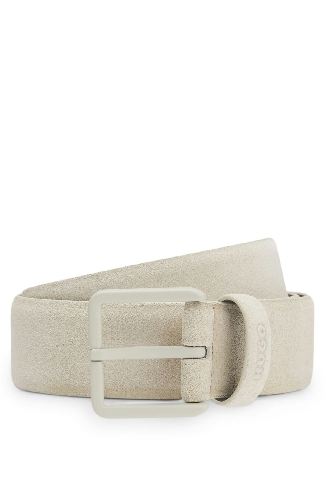 Semišový opasek s tónovanou sponou - Light Beige
