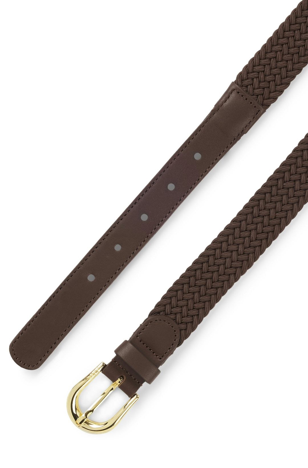 Tkaný opasek s koženými lemováním - Dark Brown