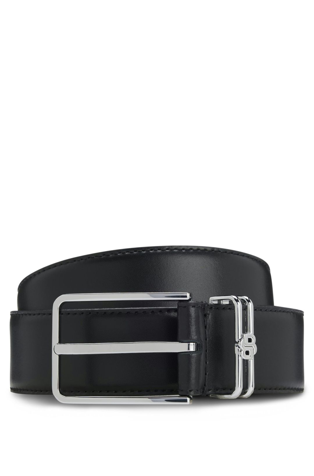 Italský kožený opasek s monogramem Double B - Black